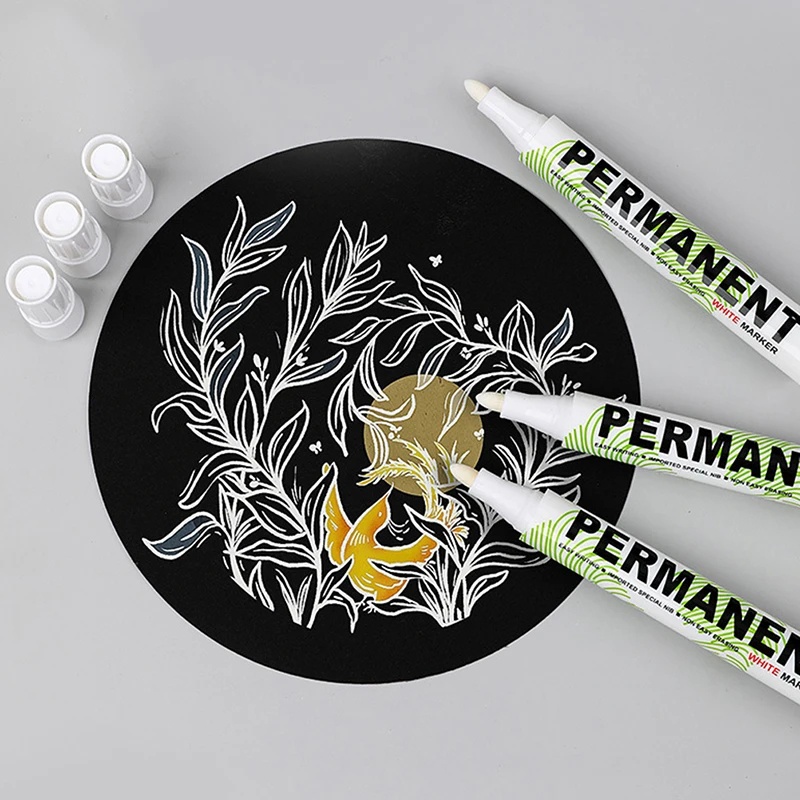 Hot Sale/1/3mm Tahan Air Tidak Luntur Pena Graffiti Putih Cepat Kering Tulis Halus Spidol Putih Serbaguna Tahan Aus Mark-Pen Spidol Spidol Ban Mobil Premium