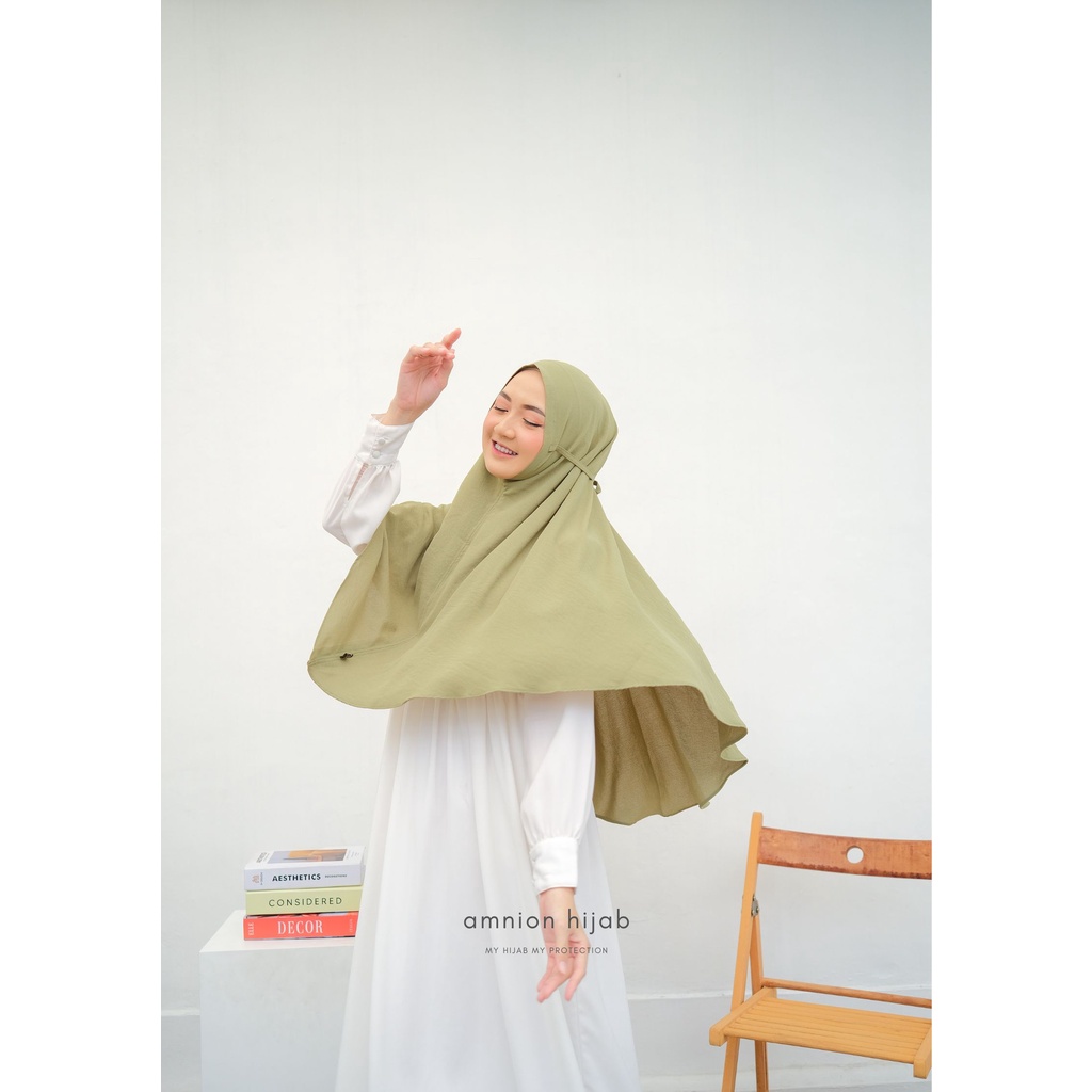 Hijab Instan Sage Green / Bergo Alia Crinkle Airflow by Amnion Hijab