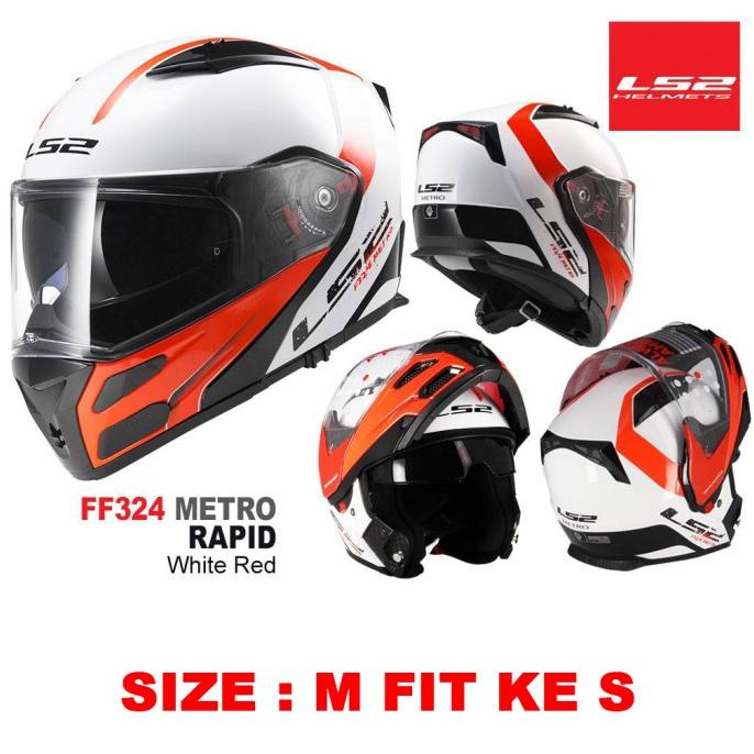 Helm LS2 FF324 Metro Rapid White Red Modular
