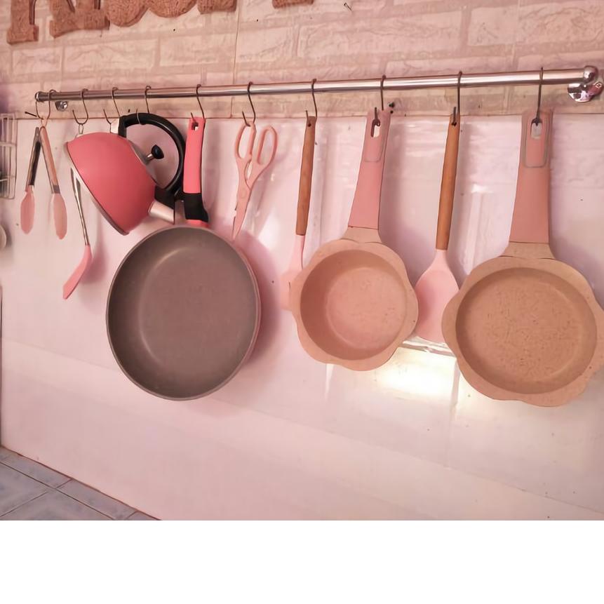 ➬ Rak Gantungan Dapur Stainless Rel Dapur Stainless Gantungan Panci ☁