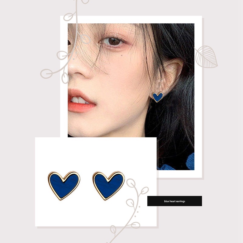 S925 Anting Tusuk Bentuk Hati Warna-Warni Bahan Alloy Korea Untuk Wanita