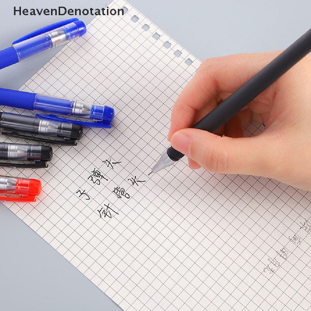 [HeavenDenotation] 10pcs Perlengkapan Sekolah Hitam Biru Merah Ujung Tinta 0.5mm Kawaii Bolpoin Siswa Sekolah Alat Tulis Kantor HDV