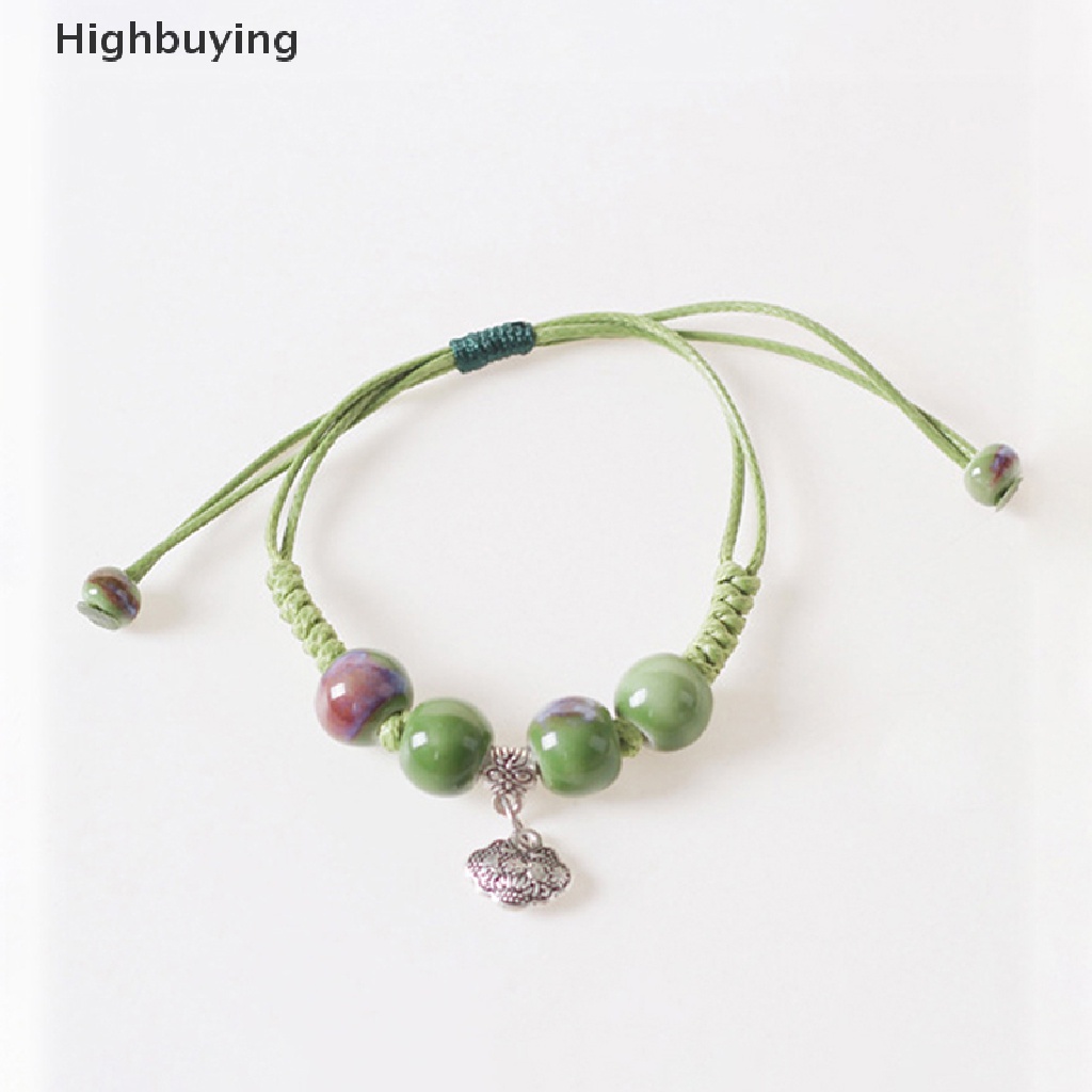 Hbid Perhiasan Anyaman Handmade DIY Simple Vintage Gaya Etnik Manik-Manik Keramik Adjustable Gelang Fashion Jewelry Untuk Wanita Glory