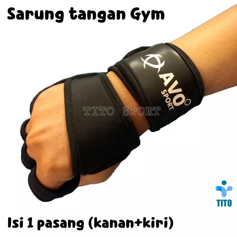 Sarung tangan gym fitness angkat beban antislip crossfit and weightlifting gloves tebal elastis original avo