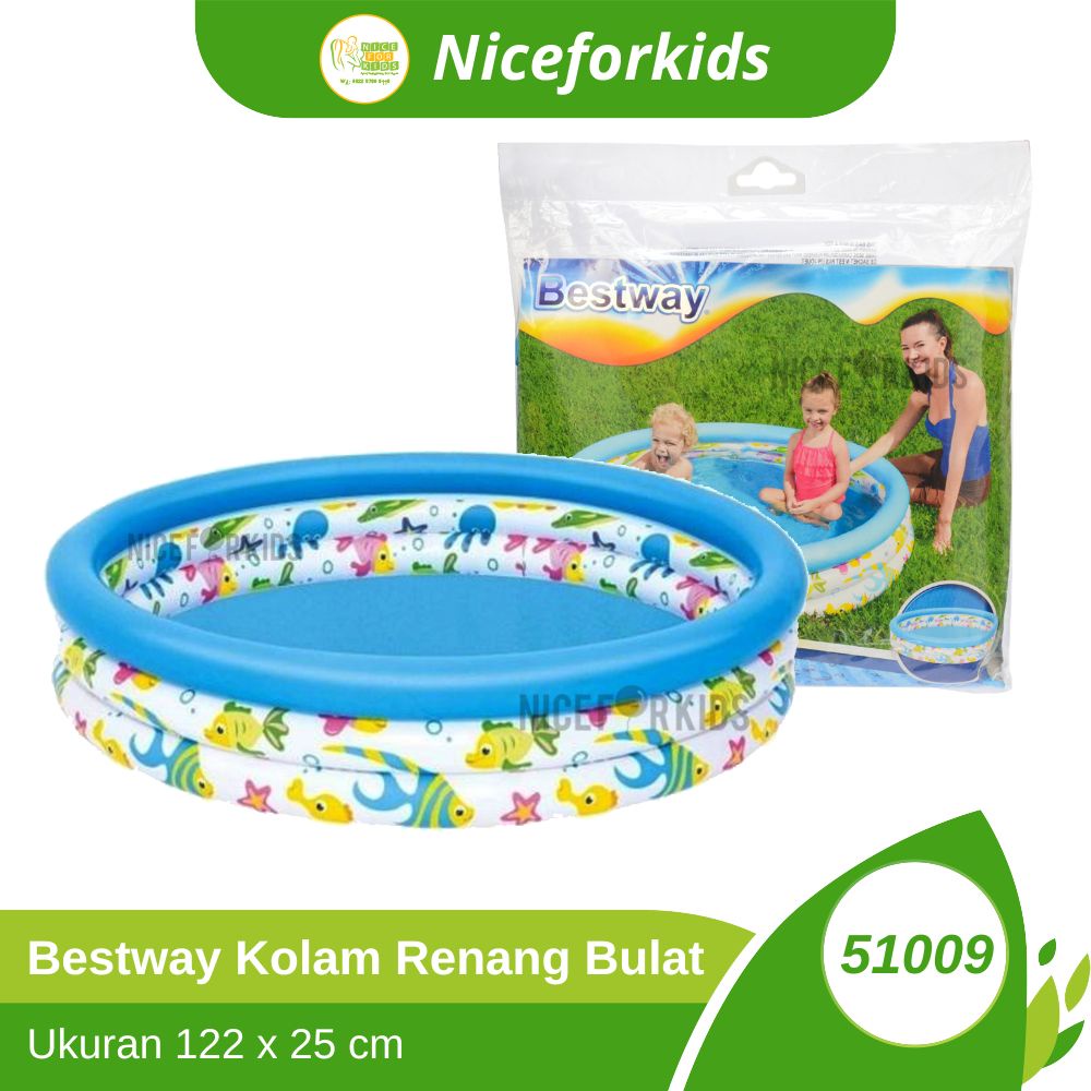 BESTWAY 51009 Kolam Renang Anak Fish Uk 122 X 25 Cm