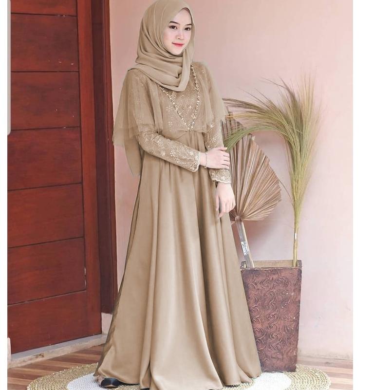 ♦ XC - Maxi Edeline / Maxi Tile Mutiara / Maxi Terbaru / Maxi Dress Edeline / Gamis Pesta ☋