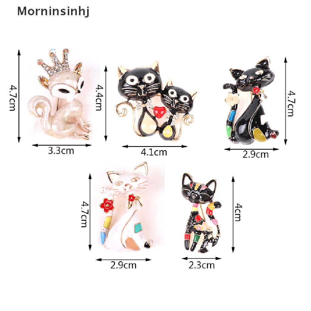 Mornin Bros Kucing Enamel Cat Lucu Unisex Wanita Pria Brooch Pin Perhiasan Desain Hewan id