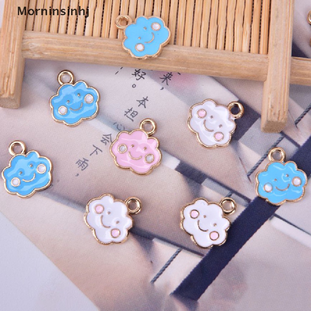 Mornin 10pcs/Set Enamel Alloy Awan Ch Liontin Temuan Perhiasan DIY Membuat Craft id