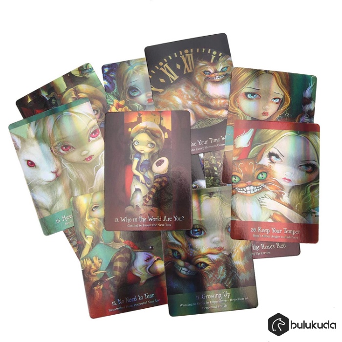 Alice The Wonderland Oracle Cards for Beginners - 45Pcs Hologram Paper English Version Fate Divination Tarot