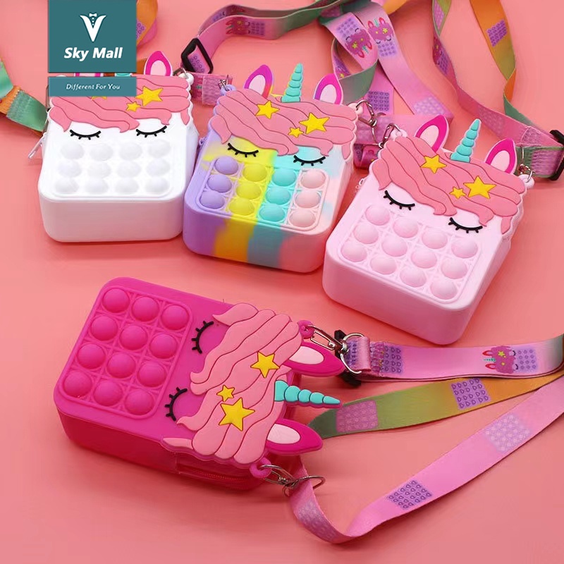 【WZ029】Sky Mall Tas Selempang Anak Pop It Unicorn Bubble Fidget Push Toys Sling Bag Anak Popit Wallet Cross Bag Untuk Anak Anak Dan Dewasa