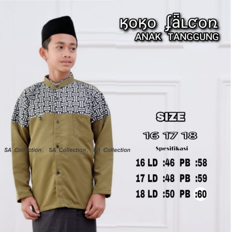 BAJU KOKO ANAK REMAJA MUSLIM / BAJU ANAK KOMBINASI BATIK / BAJU LEBARAN ANAK COWOK