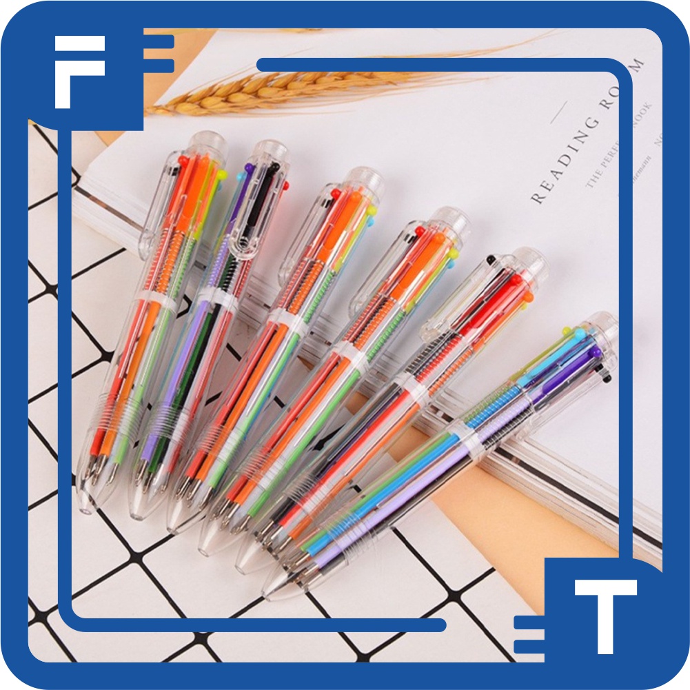 

✦FT✦ 6 warna pulpen Ball Pen / Pulpen / Pena- Pulpen 6 Warna Transparan Pena Ballpont Pen Six-in-One S048