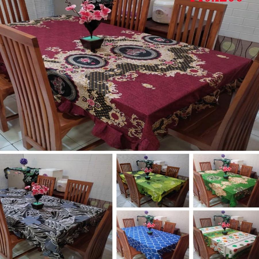 Update ALAS COVER TAPLAK MEJA MAKAN KAIN MODEL RUMBAI 140XURSI 4 DAN 6 MURAH ANEKA PILIHAN MOTIF BAT