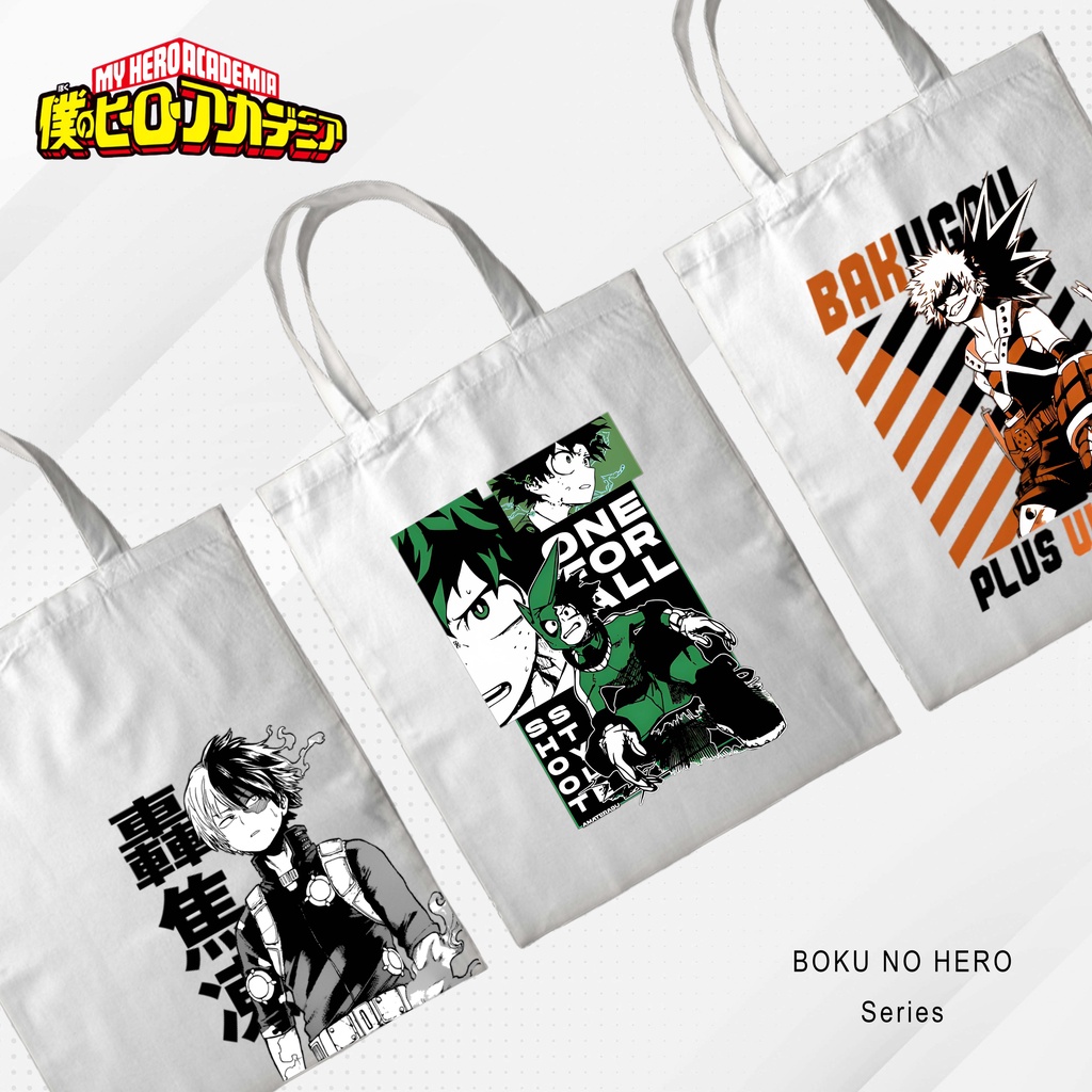 Totebag Anime My Hero Academia Boku No Hero Deku Bakugo Todoroki bag premium Totebag zipper totebag velcro