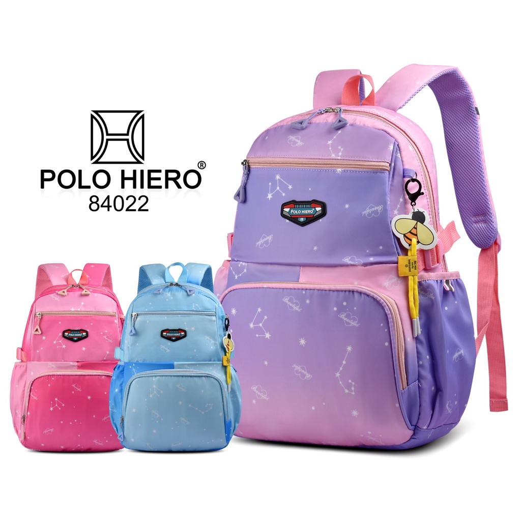 Tas Pelangi Polo Hiero 84022 Tas Ransel Sekolah Wanita Tas Anak Rainbow