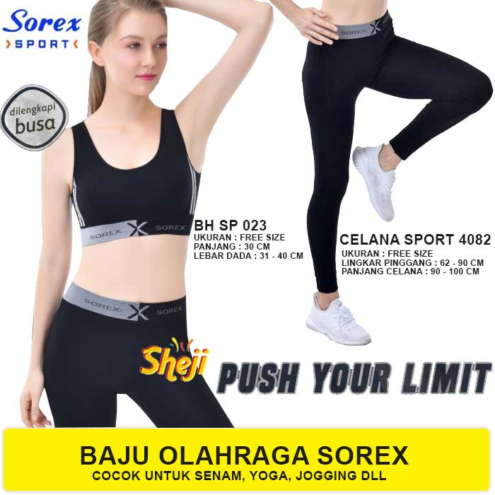 SETELAN BAJU OLAHRAGA SOREX SPORT BH SP 023 + CELANA SPORT ART 4082