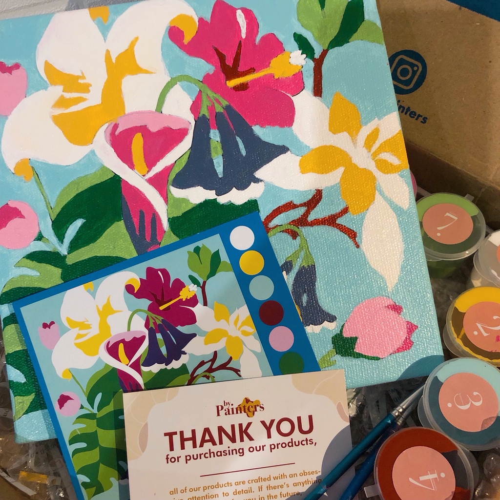 

Paint By Number [BLOOM] | ByPainters | Painting Kit | 20x20cm Kanvas & 10 Akrilik | Kit Melukis