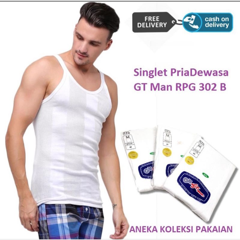 Singlet Dewasa putih Gt-Man 302 premium