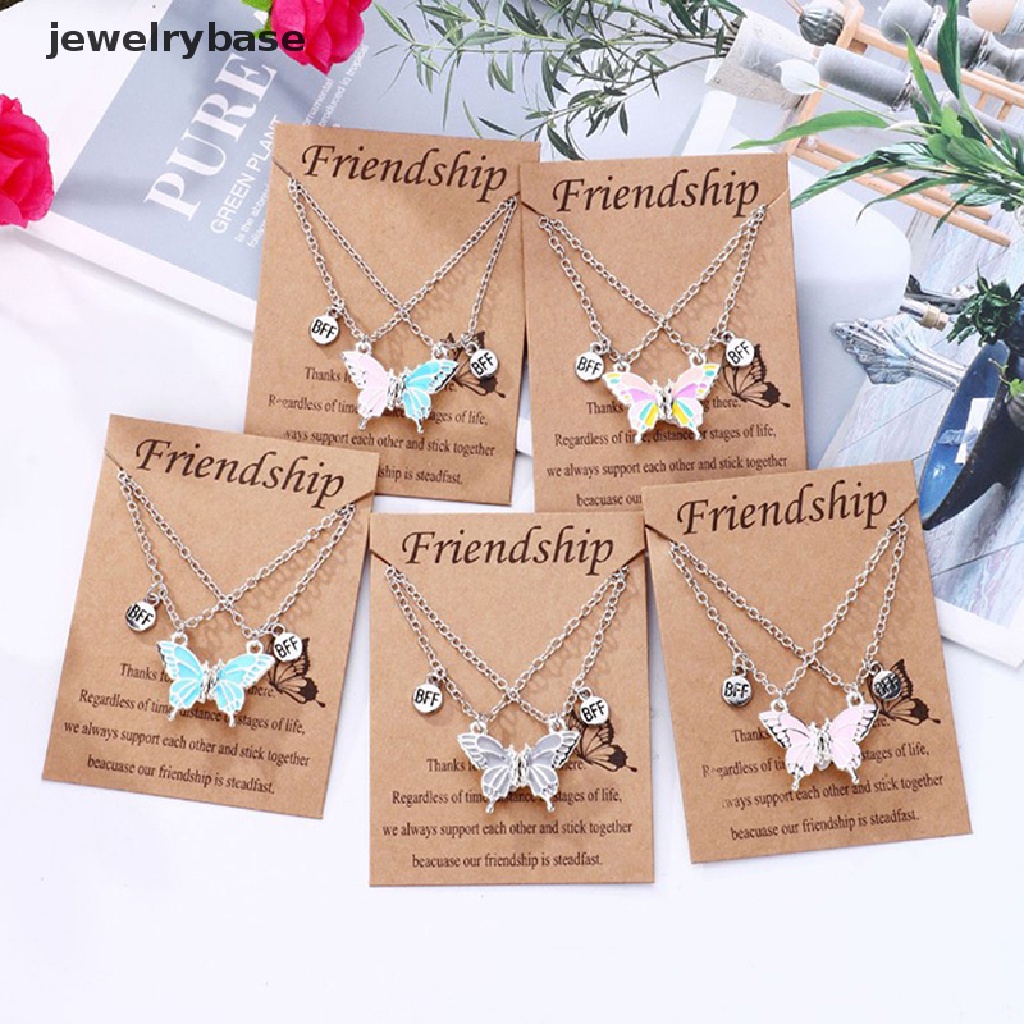 [jewelrybase] 2 Pcs Best Friend Butterfly Necklaces BFF Friendship Necklace for 2girl Lover Couple Necklace Hadiah Ulang Tahun Jarak Jauh Butik