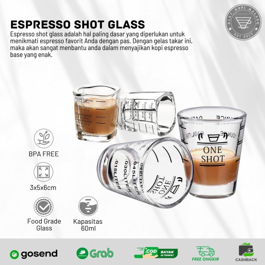 Espresso Shot Glass/ Gelas takar espresso/ cangkir espresso 30 & 60 ml