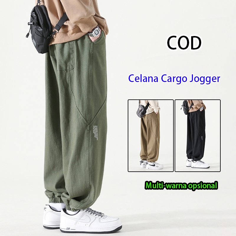 Celana Cargo Jogger Panjang Pria Korean style celana Olahraga Sport Jogging jumbo pria celana panjang lurus longgar celana casual pria Cargo Baggy Pants