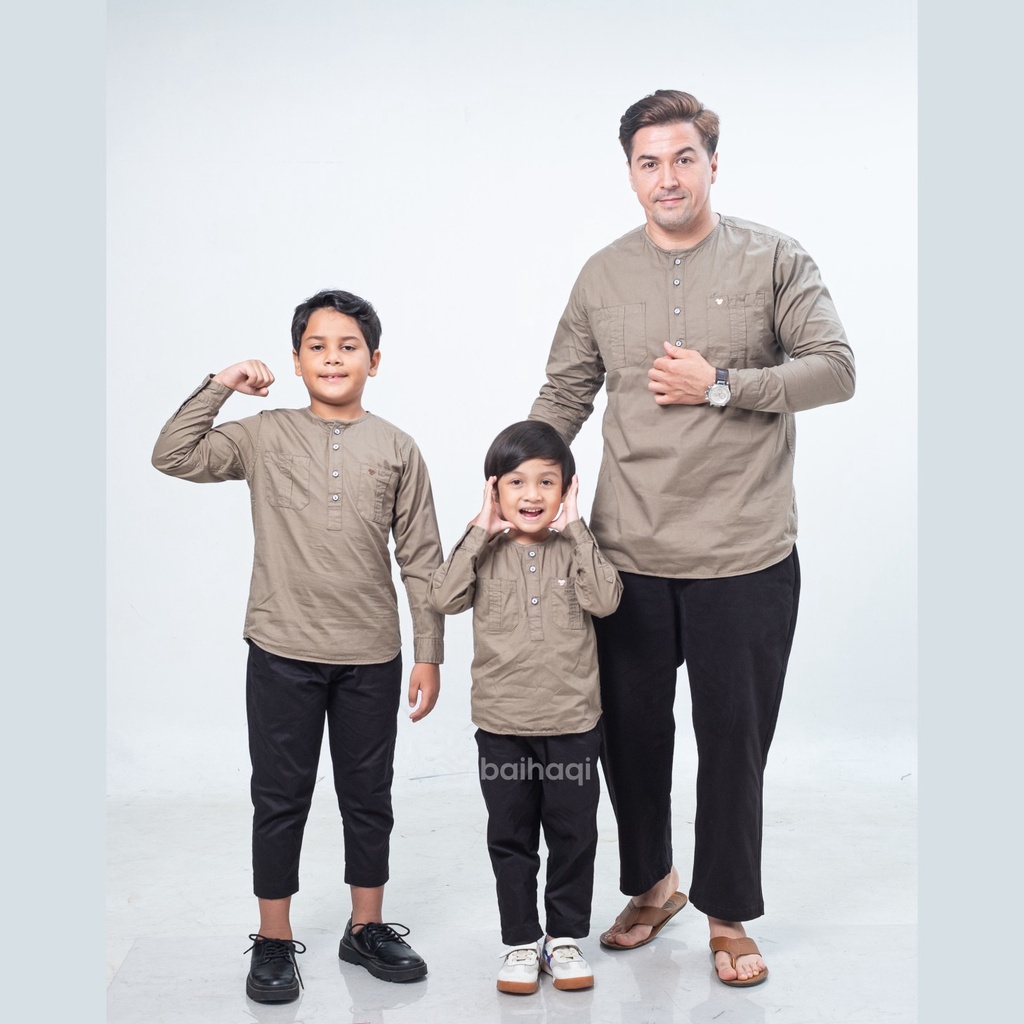 Baihaqi Kids Koko Kurta  Couple Sofian Olive Lengan Pendek BCAD4A