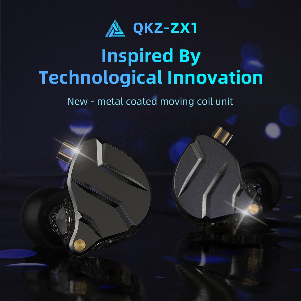 Qkz ZX1 HIFI Dynamic Metal Earphone In Ear Running Sports Headphone Bass Musik DJ Peredam Suara Headset Earbuds PK KZ ZSN PRO X