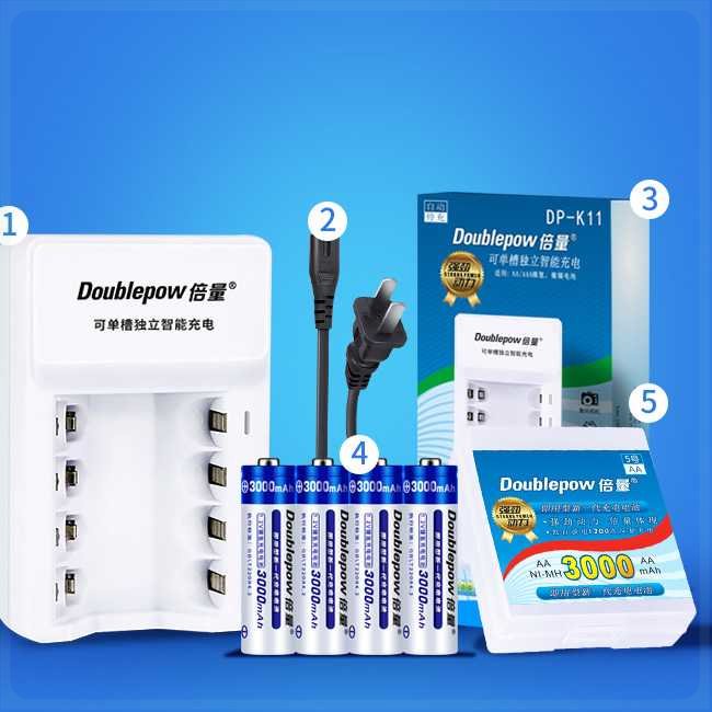 Doublepow Charger Baterai 4 slot AA/AAA + 4 PCS AA 3000mAh - DP-K11
