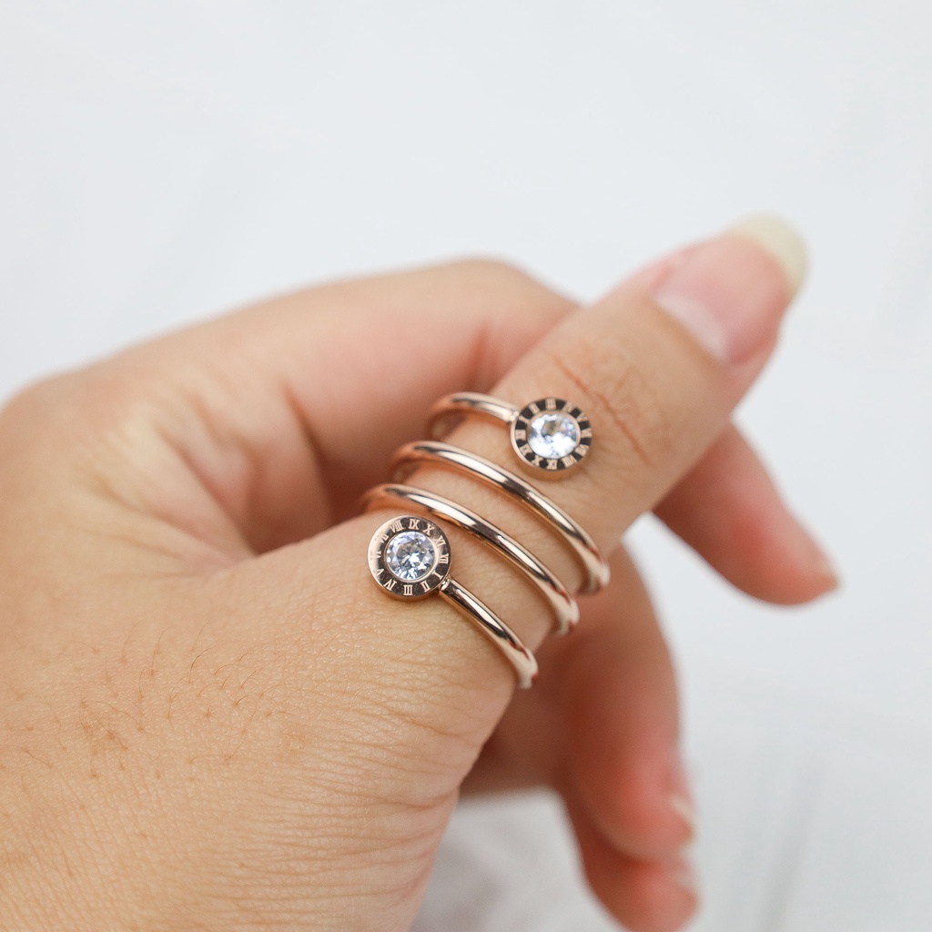 Cincin bulg@r!! zircon bening pegas Titanium Stainless Steel 316L anti karat harga grosir bisa bayar di tempat