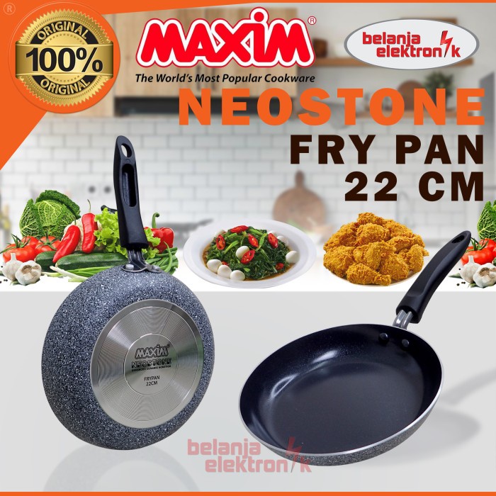 Teflon FRYPAN TEFLON WAJAN PENGGORENGAN MAXIM NEOSTONE 22 CM termurah original anti lengket stainles