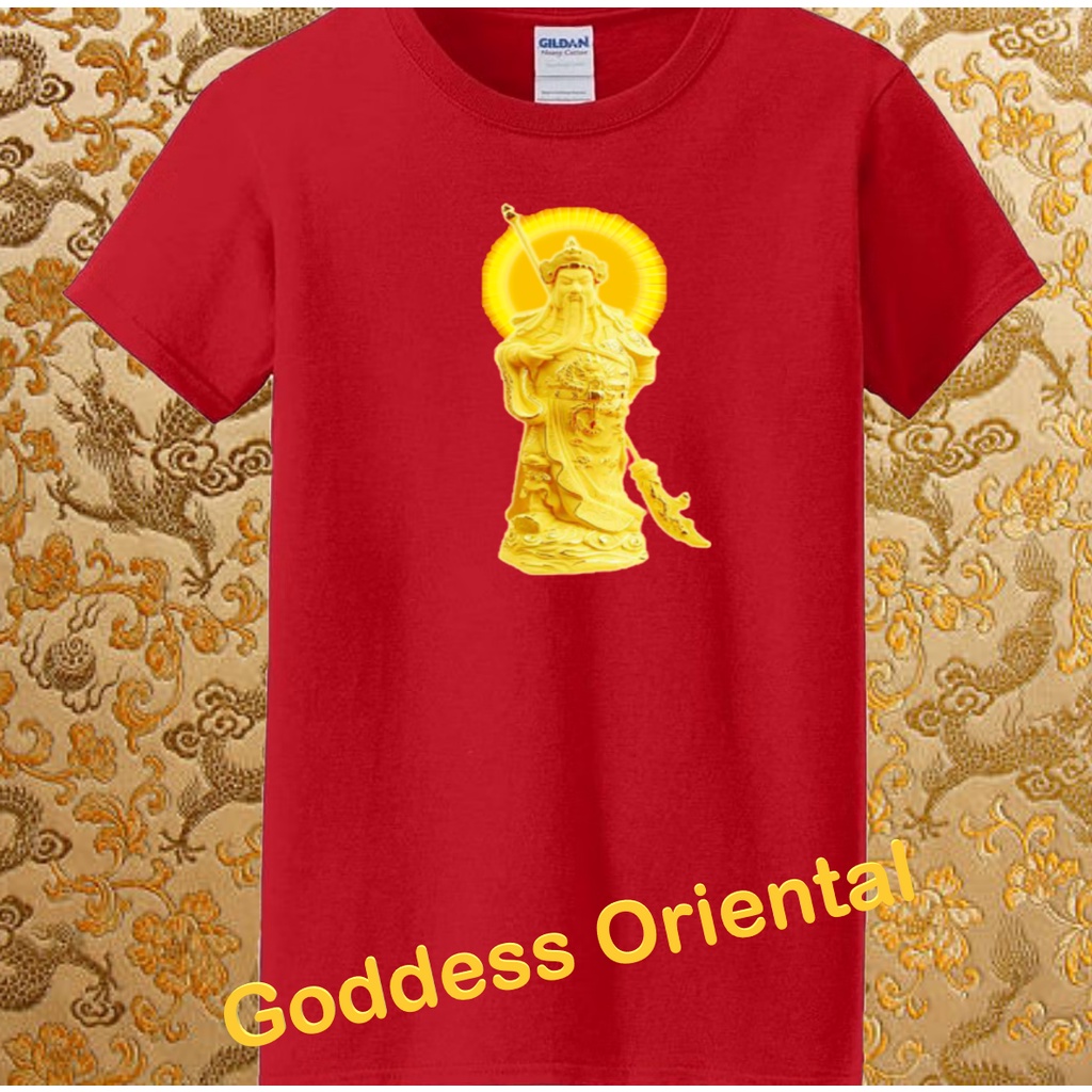 Kaos Dewa Kwan Kong Emas / Guang Gong/ Guang Yu Sheng Di Zun Gold Shirt Fit All Size up to XL Pria &