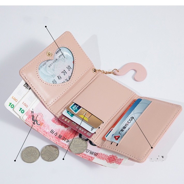 DOMPET LIPAT WANITA BISGSKY WA649P3 KECIL PINK LUCU PENDEK PREMIUM MINI KULIT CEWEK KOREA KARTU UANG KOIN IMPORT BATAM MURAH SIMPLE FASHION CEWEK BRANDED