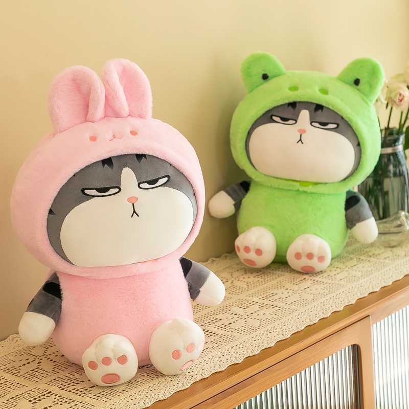 New Ouhuang Boneka Kucing Mainan Mewah Ouhuang Kucing Hidup Panjang Berubah Jadi Katak Panda Sebagai Hadiah Ulang Tahun Untuk Anak