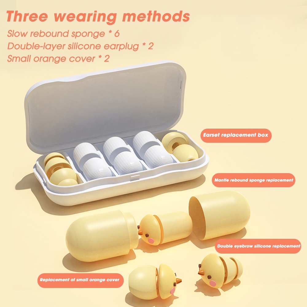 2pcs/box Penyumbat Telinga Penyimpanan Kapsul Bentuk Hewan Peliharaan Lucu Kedap Suara Lembut Rebound Lambat Anti Snore Earplugs Sleeping Ear Plugs Cartoon Anti-noise Earplugs