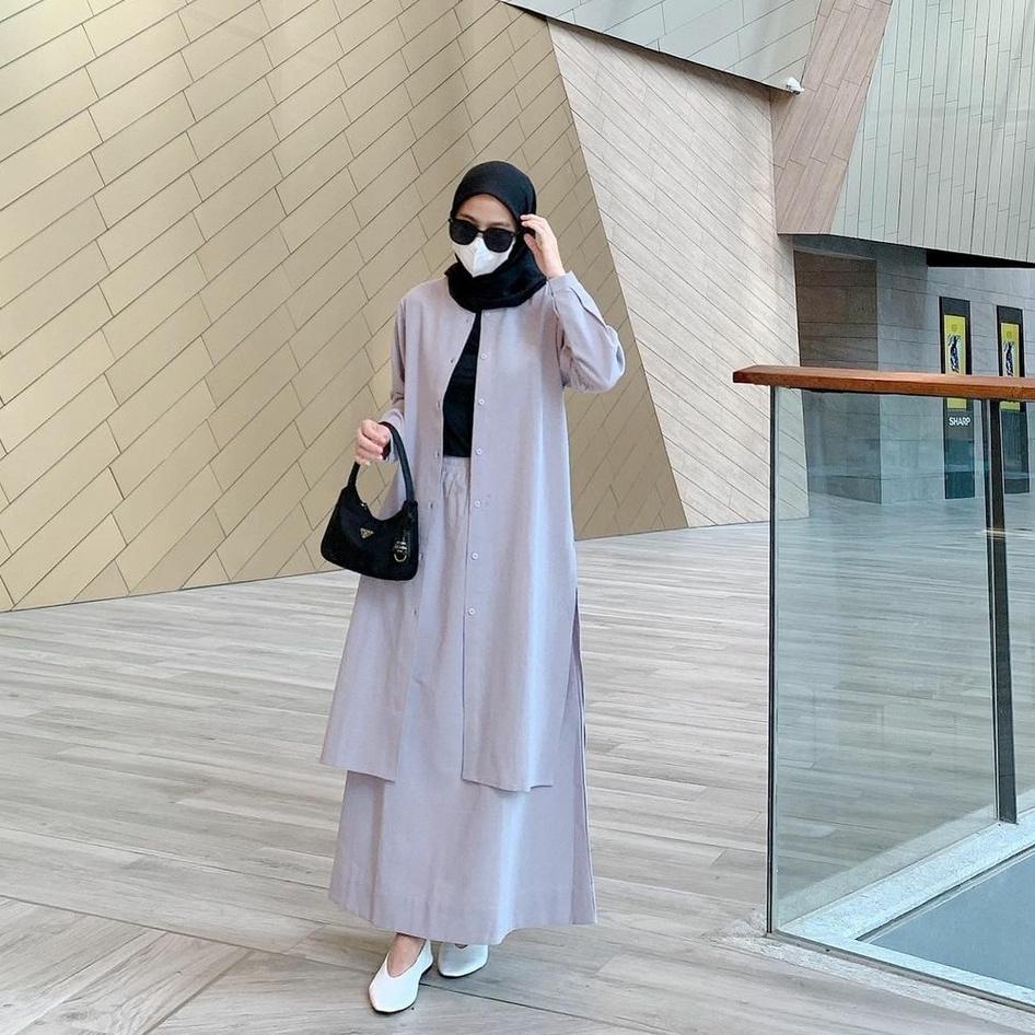 ✔ Kaila Set Setelan Rok Kemeja Putih + Rok Putih Casual One Set Busui Frendly Kancing Aktif Full Fas