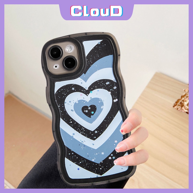 Case for Realme C35 C33 C25Y C30 C21Y C12 C11 5i 9i 9Pro + 8Pro 10 6i 7 8 C25 C20 C17 C20A 8i 7i 5 C3 9 C25s C15 Fashion Gradient Love Heart Soft Tpu Bling Stars Wavy Edge Cover