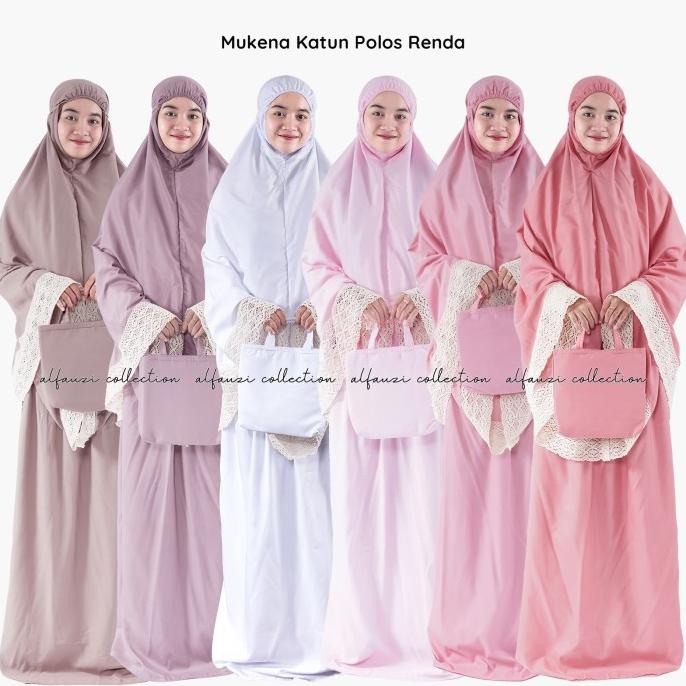Mukena Katun Polos Renda / Mukena Dewasa Katun Polos Premium