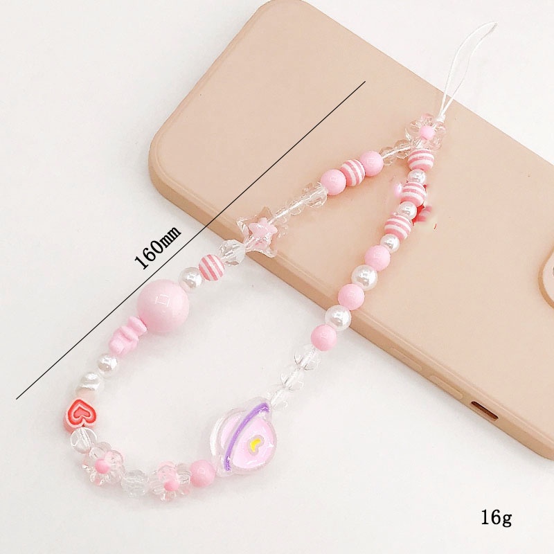 Permen Warna Kartun Bunga Beruang Saturnus Anti Hilang Earphone Case Tali Manik-Manik Bulat Rantai Telepon Untuk iPhone Android OPPO VIVO Huawei Xiaomi Redmi Samsung Semua Ponsel