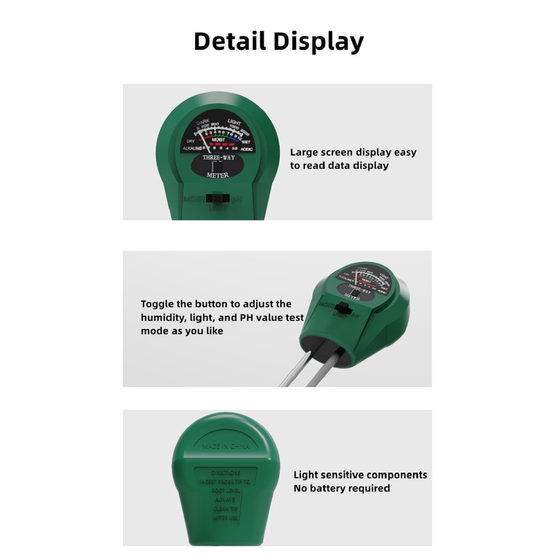 Digital Soil Analyzer Tester 3 4 in 1 Meter Alat Ukur pH Tanah Analyzer Temperature Sunlight Intensity Measurement