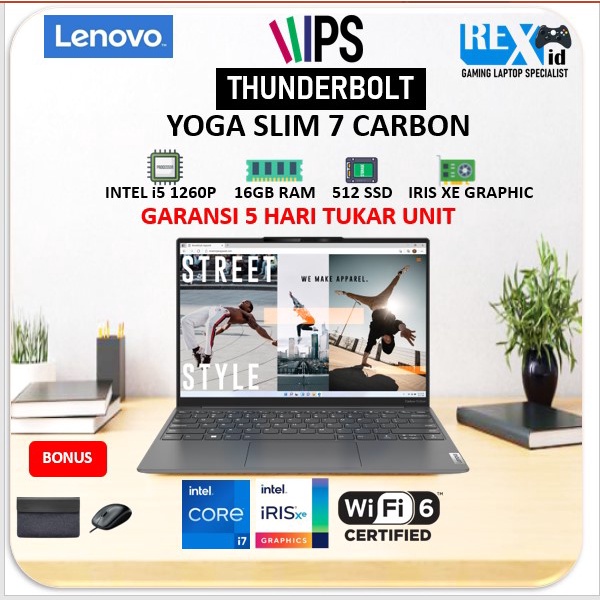 Laptop LENOVO YOGA SLIM 7 CARBON RESMI i5 1260P 100%SRGB