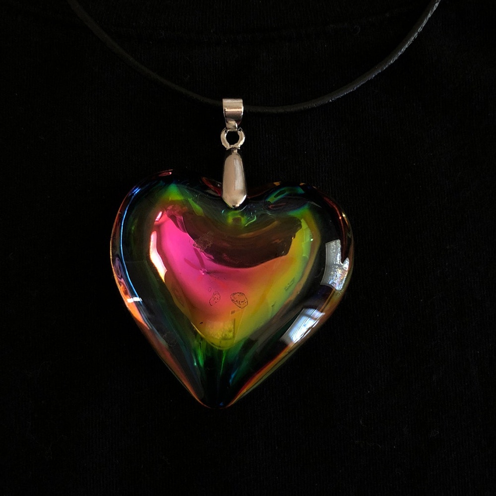 Kalung Liontin Kristal Cinta Hati Laser Besar Kalung Chocker Wanita Serbaguna Pribadi