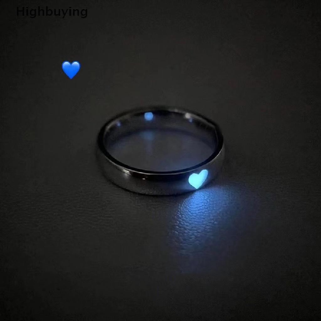 Hbid Fashion Biru Pink Cinta Hati Bercahaya Cincin Pasangan Fashion Pasangan Perhiasan Adjustable Logam Pembukaan Adjustable Rings Perhiasan Hadiah Glory