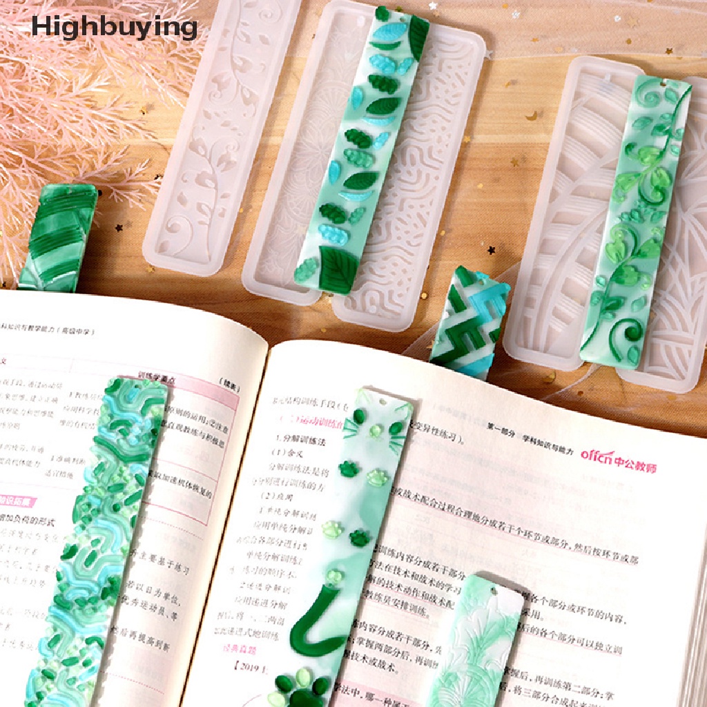 Hbid DIY Cetakan Resin Epoxy Kristal Daun Cakar Kucing Bulu Maze Bookmark Mould Persegi Panjang Halaman Penuh Bookmark Cetakan Silikon Glory