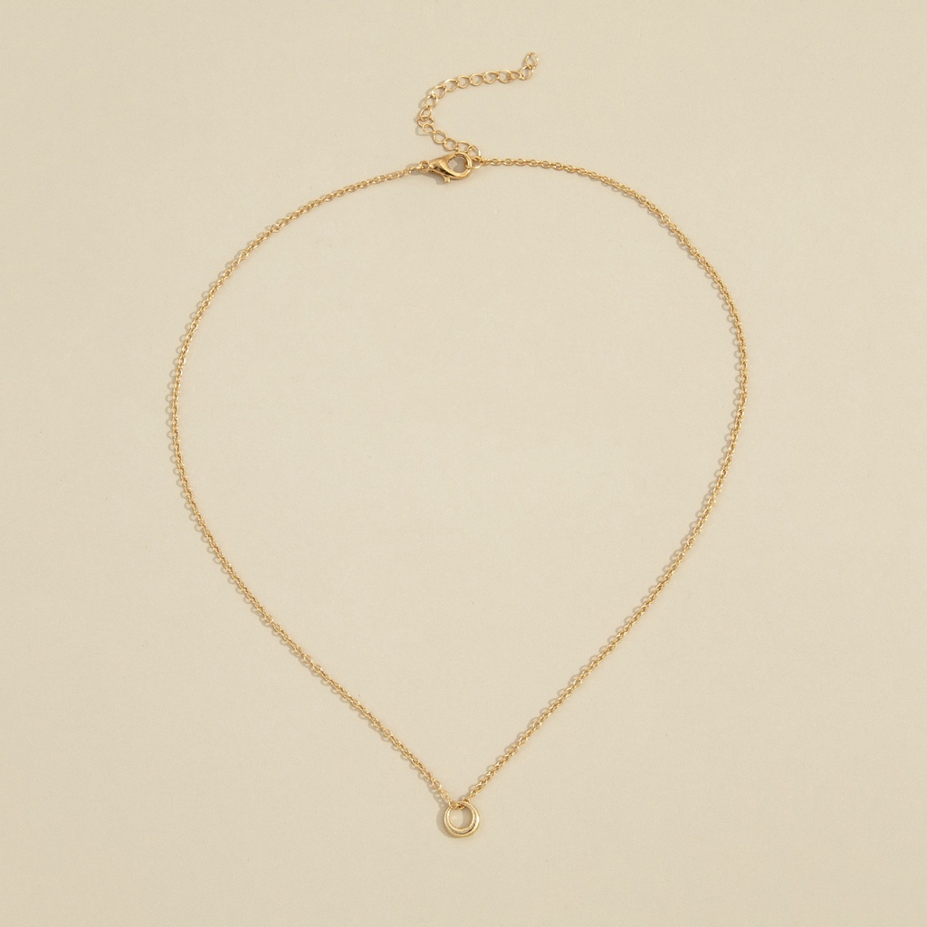 Temperamen Lingkaran Geometris Sederhana Liontin Fashion Kalung Kerah Rantai Jaring Kecil Merah Ins Keren