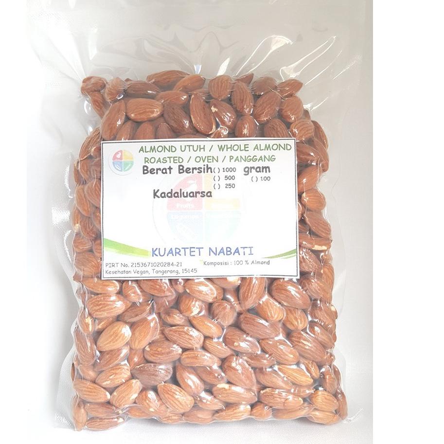 

➾ 500gr Roasted Almond Premium - Utuh VAKUM - Size Besar 27-30 - Oven - Matang ♀