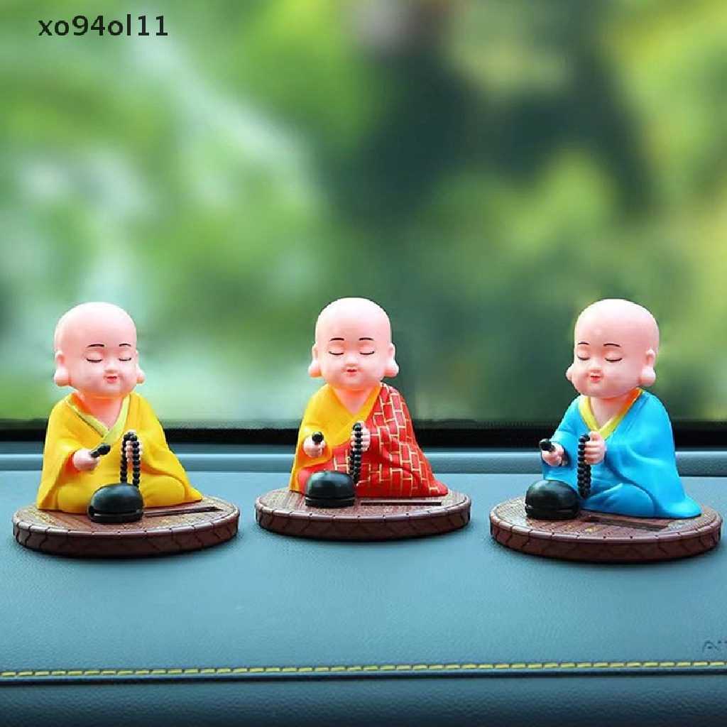 Xo Solar Powered Bobble Shaking Head Dancing Mainan Buddha Monk Doll Patung Patung Mobil Dash Board Dekorasi OL