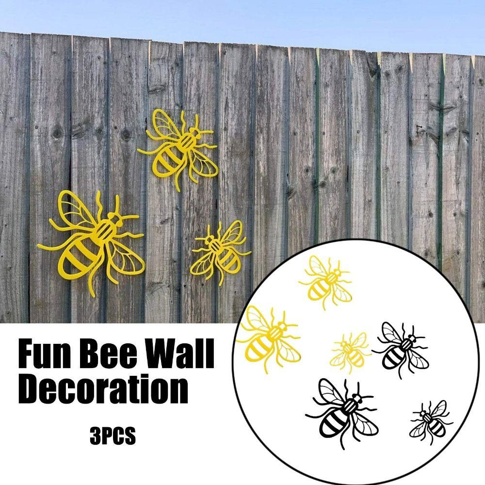 Populer 3PCS Bee Wall Decor Ide Pindah Rumah Cermin Patch Dekorasi Gantung Halaman