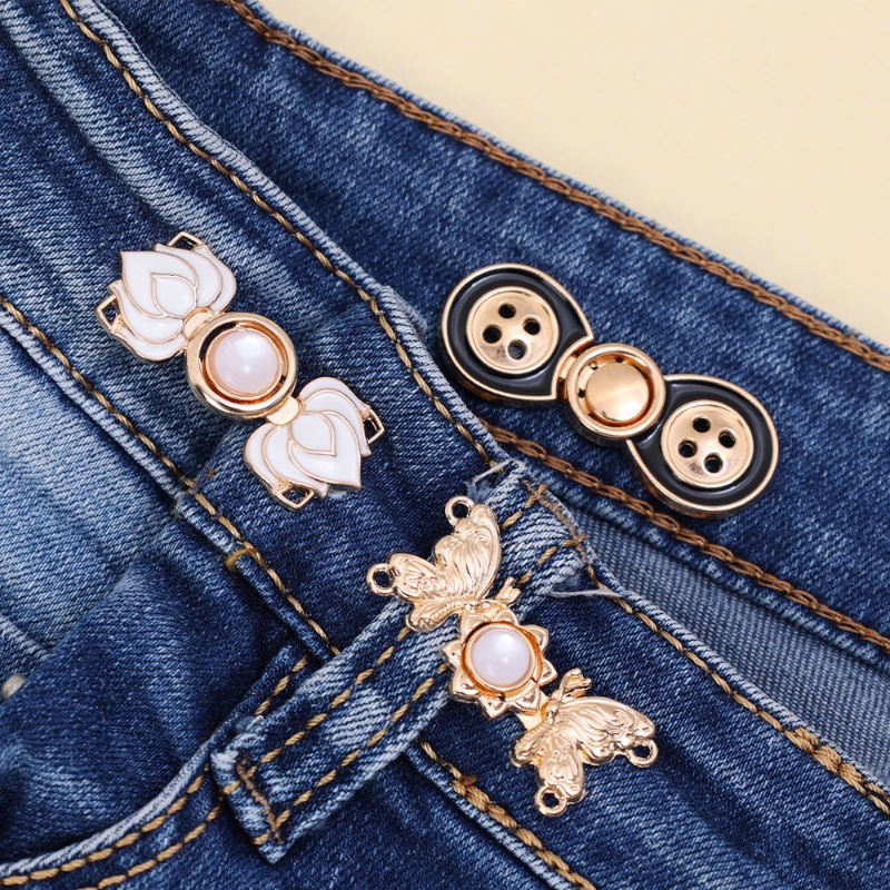 Mengencangkan Pinggang Kancing Untuk Wanita Rok Celana Jeans Adjustable Waist Clip Metal Pin Aksesoris Pakaian