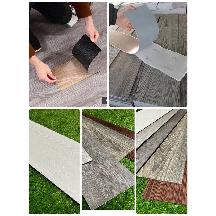 Lantai Vinyl Sticker Foam Lantai Kayu DIY Coklat Abu Berkualitas