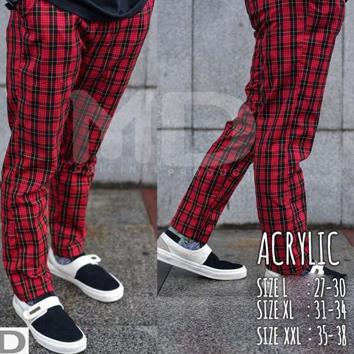 ♠ JUMBO BIGSIZE/ Celana Panjang Tartan Pria Acrilic Semi Wool/ Celana Tartan kotak kotak Bigsize Jum